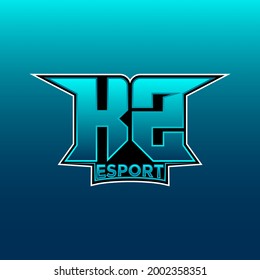 KZ Logo ESport Gaming Initial with Blue Light Color design vector template