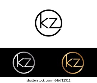 Kz Logo. Letter Design Vector with Red and Black Gold Silver Colors