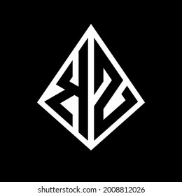 Monograma de letras del logotipo de KZ con diseño de forma prisma icono vectorial moderno