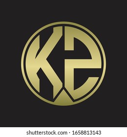 KZ Logo-Monogrammkreis mit Farbband-Stück-Stil auf Golden