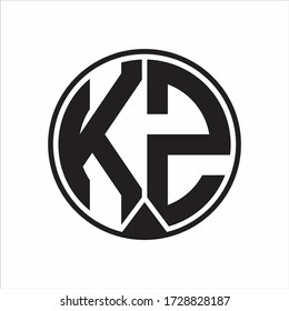 KZ Logo monogram circle with piece ribbon style on white background