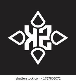 KZ Logo monogram with four cone rounded by the shape design template