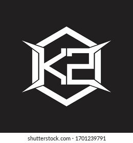 KZ Logo monogram with hexagon and four taper shape design template