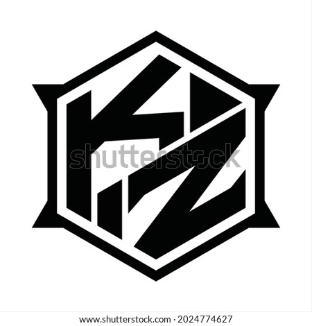 KZ Logo monogram with hexagon and sharp shape design template Stock fotó © 