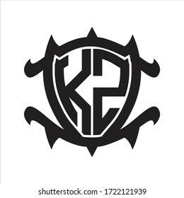 KZ Logo monogram isolated with frame shield shape design template