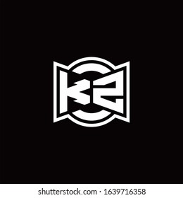 KZ logo monogram with ribbon style circle rounded design template