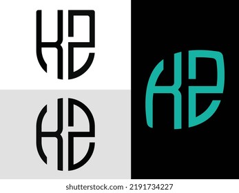 Paquete vectorial de diseño del logotipo de la letra inicial moderna de KZ. Será adecuado para qué empresa o nombre de marca inician esas iniciales.