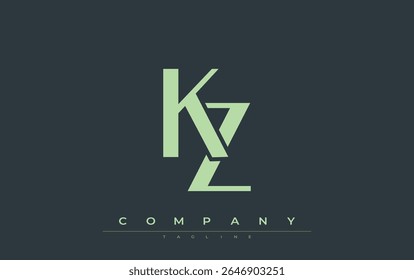 KZ Modern Initials Logo Design. Branding logo with stylized initials showcasing bold design and modern aesthetic. Ideal for professional business branding or creative projects focusing on minimalistic
