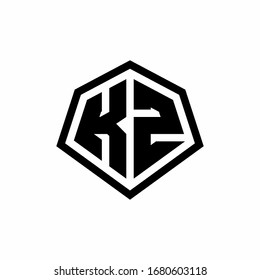 KZ monogram logo with hexagon shape and line rounded style design template isolated on white background