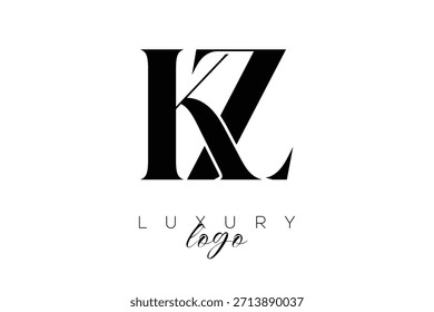 Logotipo de la tipografía del monograma de la letra de KZ Serif para la identidad elegante de la marca de Premium