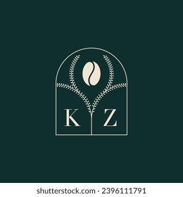 KZ Unique and simple logo design combination of letters and coffee bean