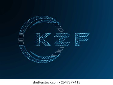 KZF baixo poli letra logotipo vetor design. KZF design de logotipo poli inferior. Logotipo poli baixo.