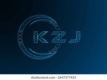 KZJ low poly letter logo vector design. KZJ lower poly logo design. Low poly logo.