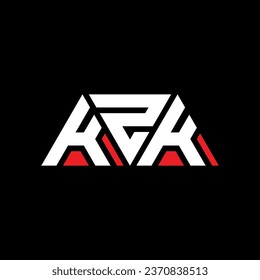 KZK triangle letter logo design with triangle shape. KZK triangle logo design monogram. KZK triangle vector logo template with red color. KZK triangular logo Simple, Elegant, and Luxurious design.