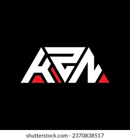 KZN triangle letter logo design with triangle shape. KZN triangle logo design monogram. KZN triangle vector logo template with red color. KZN triangular logo Simple, Elegant, and Luxurious design.