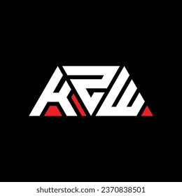 KZW triangle letter logo design with triangle shape. KZW triangle logo design monogram. KZW triangle vector logo template with red color. KZW triangular logo Simple, Elegant, and Luxurious design.