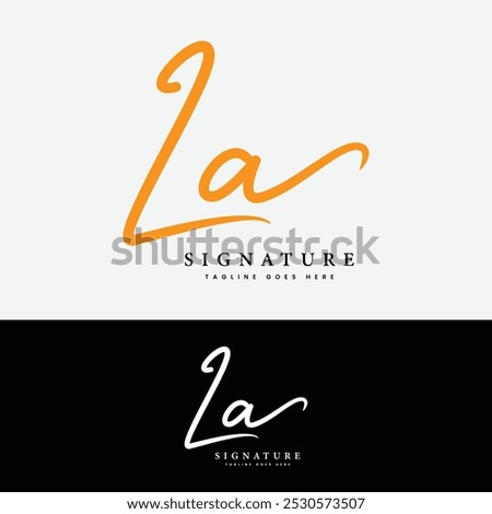 L, A, LA Initial letter logo. Alphabet LA Handwritten Signature logo