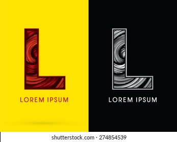 L ,Abstract , font, concept  Spin, designed using red,black and white, grunge brush, sign.
