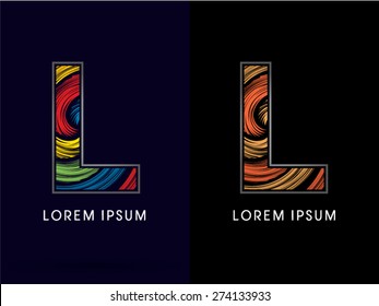 L ,Abstract , font, concept Spin,designed using colors and gold silver bronze grunge brush,sign ,logo, symbol, icon, graphic, vector..