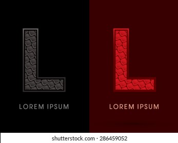 L, Abstract Font, Text, Typography, concept luxury hot and dark, red and black, pattern, graphic vector.