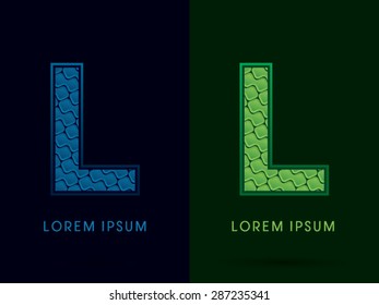 L, Abstract Font, Text, Typography, concept luxury natural blue and green, pattern, graphic vector