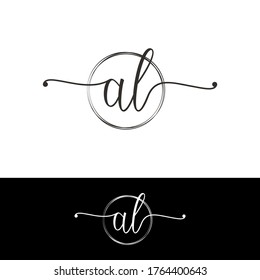 A L AL Initial handwriting logo vector. Hand lettering for designs