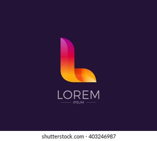 L Alphabet letter logo. Abstract Glossy Colorful logotype vector design template.