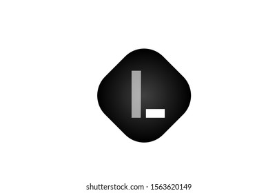 L alphabet letter logo black and white on rhombus shape design icon for company. Suitable as a logotype