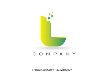 L alphabet letter logo icon design with  green dot. Creative template for business and company