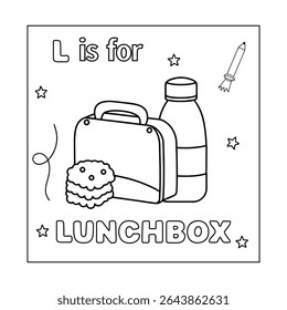 Alfabeto L com objetos Página de cores para crianças