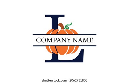 L Alphabet Pumpkin abstract monogram vector logo template