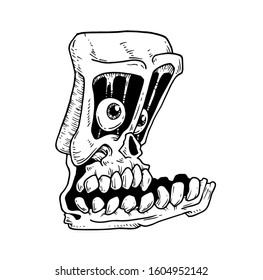 L, ALPHABET SKULL VECTOR DESIGN, DRAWING STYLE