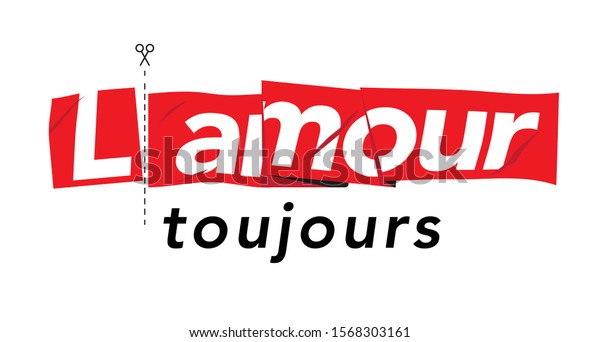 L Amour Toujours Red Ribbon Slogan Stock Vector Royalty Free