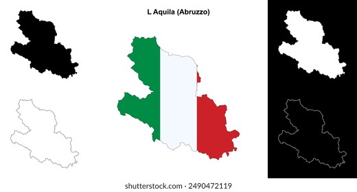 L Aquila province outline map set