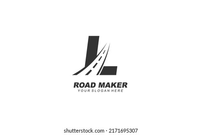 L asphalt logo design inspiration. Vector letter template design for brand.