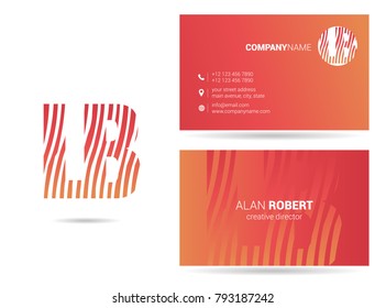 L & B joint logo line letter design with business card template