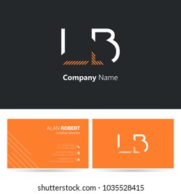 L & B joint logo stroke letter design with business card template