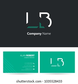L & B joint logo stroke letter design with business card template