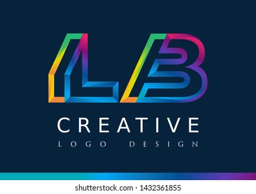 L B Logo. LB Letter Design Vector with Magenta blue and green yellow color