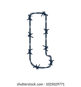 L Barbed Wire Letter Logo Icon Design