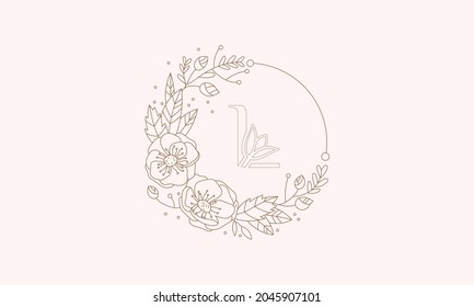 L Beauty vector initial logo, handwriting logo of initial signature, wedding, fashion, jewelry, boutique, floral and botanical with the creative template for any company or business.