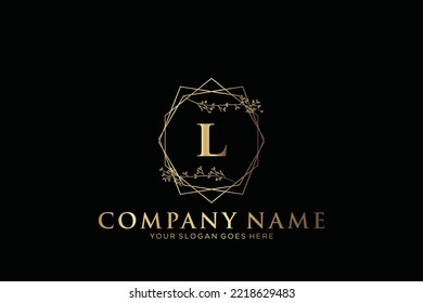 L Beauty vector initial logo, handwriting logo of initial signature, wedding, fashion, jewerly, boutique, floral and botanical with creative template for any company or business.typography, font, iso