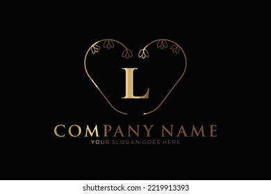 L Beauty vector initial logo, handwriting logo of initial signature, wedding, fashion, jewerly, boutique, floral and botanical with creative template for any company or business.