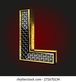 l black letter with gold