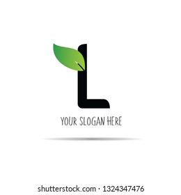 L black Letter Logo Design with leaf Creative Modern 12