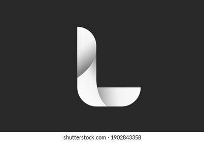 L black and white gradient alphabet letter logo for branding and business. Design for lettering and corporate identity. Creative icon template