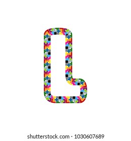 L Block Puzzle Letter Logo Icon Design