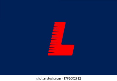 L blue red alphabet letter logo icon. Line design for company and business