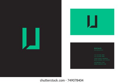 L i bold letter joint logo design vector with business card template