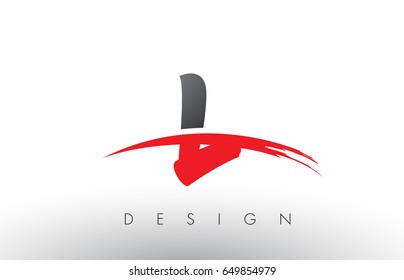 L Brush Logo Letters Design with Red and Black Colors and Brush Letter Concept.